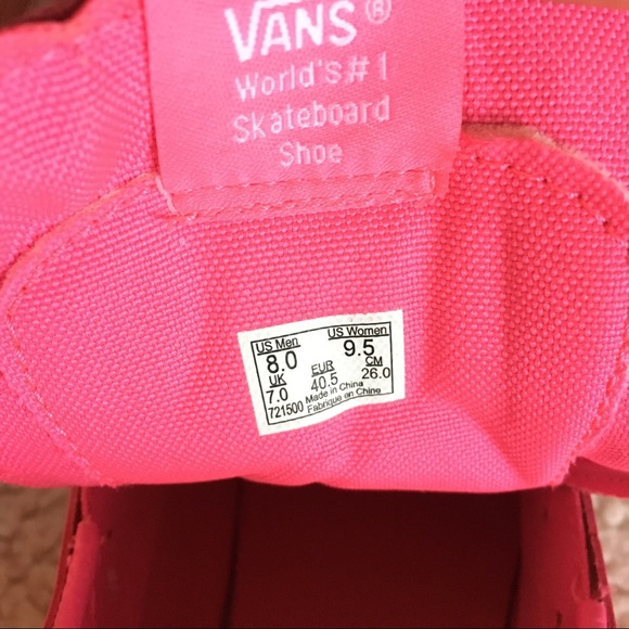 NWT Vans Sk8-Hi Slim Neon Pink Leather, W 9.5, M 8 - Picture 6 of 7
